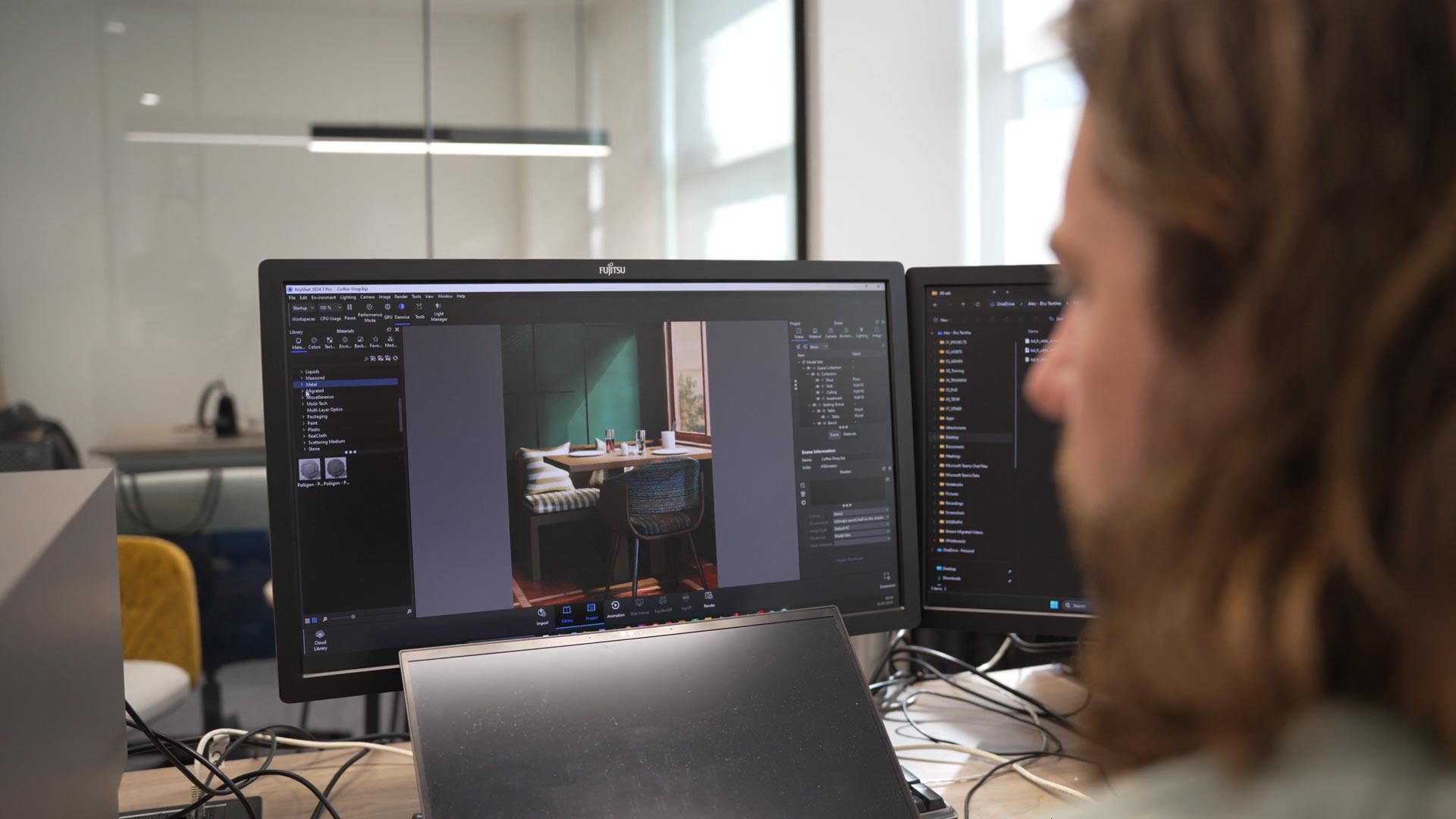 3D visualisation of a furnishing scene inside the Bru design studio